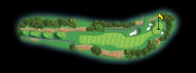 layout for hole 1 at the black mountain golf course