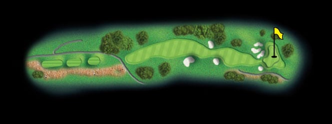 layout for hole 16 at the black mountain golf course